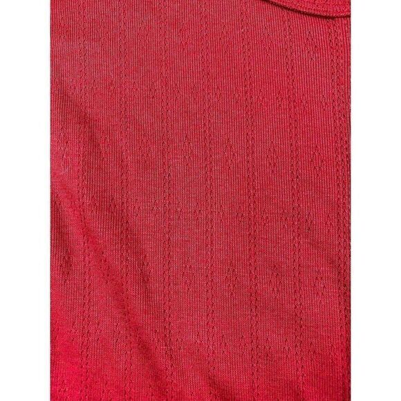 ‎Shirt Top Medium Dark Red Pointelle Button Front - Picture 3 of 8